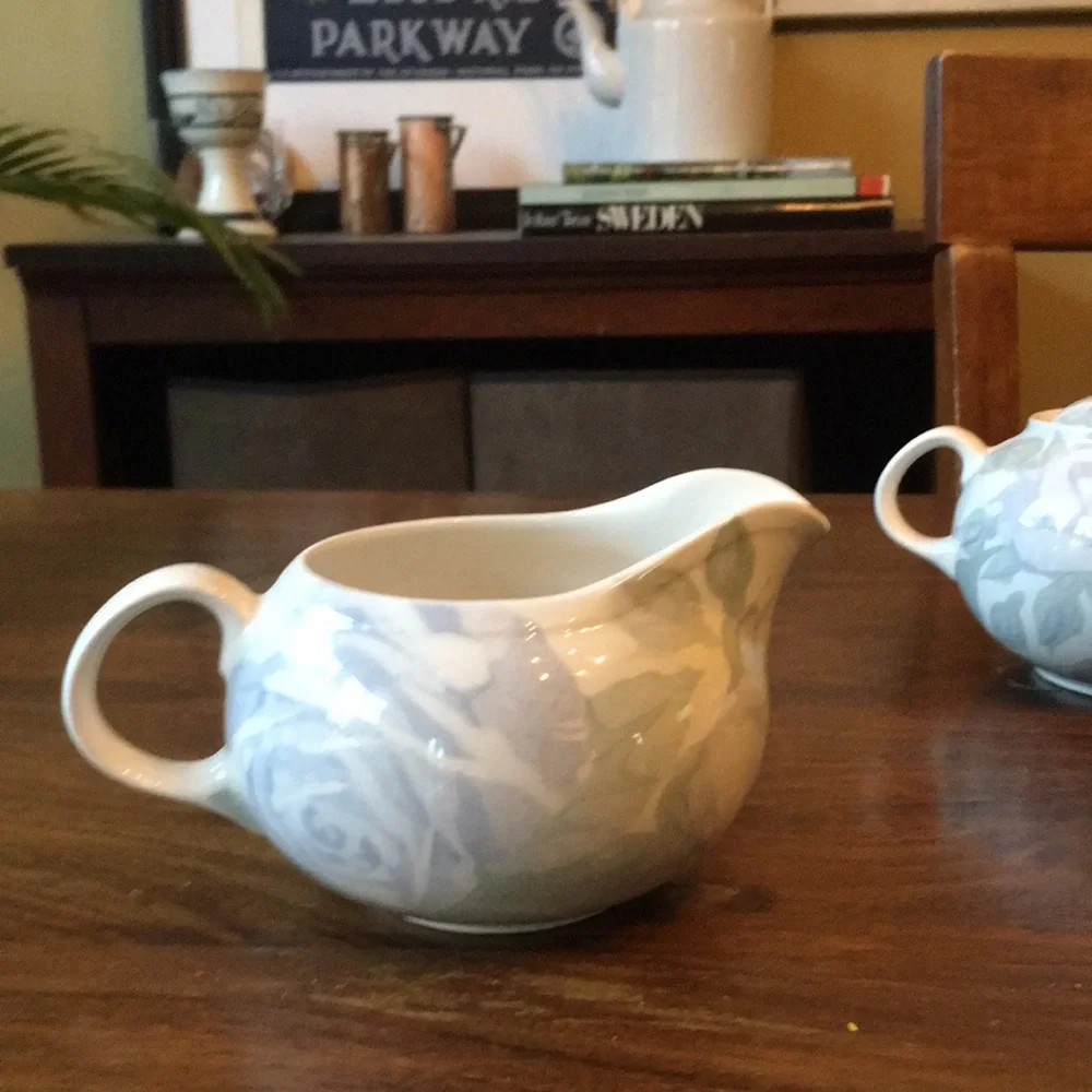 2 Crate & Barrel Creamer & Sugar Bowl Camden Gardens by Kathleen Wills England